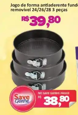 Supermercados Savegnago Jogo de forma antiaderente fundo removível oferta