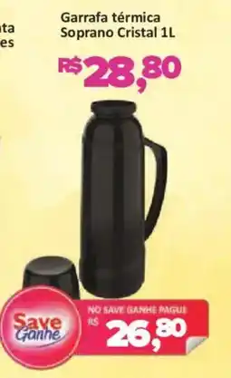 Supermercados Savegnago Garrafa térmica Soprano Cristal oferta