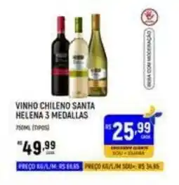 Supermercado Guará vinho chileno santa helena 3 medallas oferta