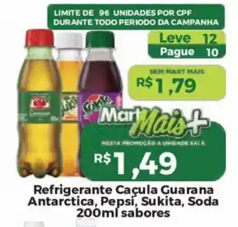 Mart Minas Refrigerante Caçula Guarana Antarctica, Pepsi, Sukita, Soda 200ml sabores oferta