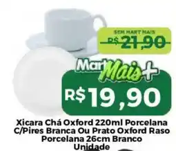 Mart Minas Xicara Chá Oxford 220ml Porcelana C/Pires Branca Ou Prato Oxford Raso Porcelana 26cm Branco oferta