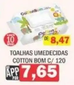 Supermercados Mendonça toalhas umedecidas cotton bom c/ 120 oferta
