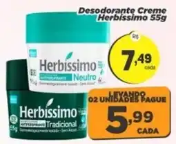 Amarelinha Supermercados Desodorante Creme Herbissimo oferta