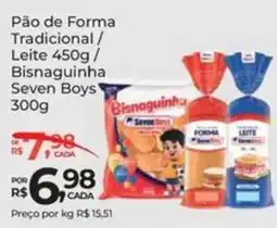Super Luna Pão de Forma Tradicional / Leite / Bisnaguinha Seven Boys oferta