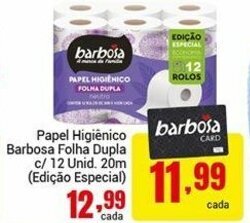 Barbosa Supermercados Papel Higiénico Barbosa Folha Dupla c/12 unid. 20m oferta