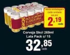 Rossi Supermercado Cerveja Skol 269ml Pack c/15 oferta
