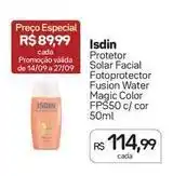 Drogal Isdin - protetor solar facial fotoprotector fusion water magic color fps50 oferta