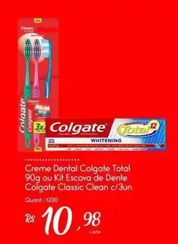 Giassi Supermercados Creme Dental Colgate Total ou Kit Escova de Dente Colgate Classic Clean oferta