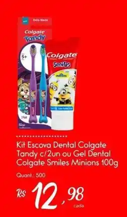 Giassi Supermercados Kit escova dental colgate tandy c/2un ou gel dental colgate smiles minions 100g oferta