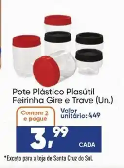 Imec Supermercados Pote Plástico Plasútil Feirinha Gire e Trave oferta