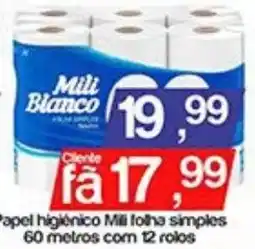 Supermercados Gricki Papel higienico mili folha simples oferta