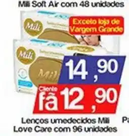 Supermercados Gricki Lenços umedecidos Mili Love Care oferta