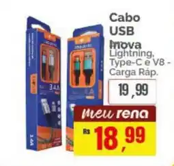 Supermercados Rena Cabo usb nova lightning, type-c e v8 - carga rap. oferta