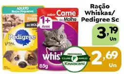 Supermercados Kawakami Ração Whiskas/ Pedigree Sc oferta