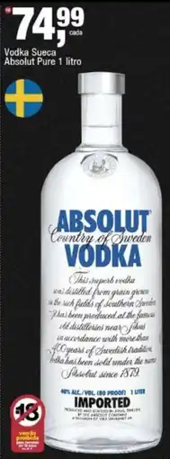 Frangolândia Vodka sueca absolut pure 1 litro oferta