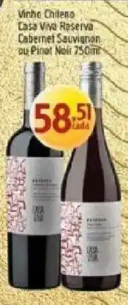 Supermercados Guanabara Vinho Chileno Casa Viva Reserva Cabernet Sauvignon ou Pinot Noir oferta