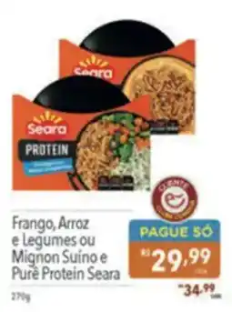 Supermercados Condor Frango, Arroz e Legumes ou Mignon Suíno e Purê Protein Seara oferta