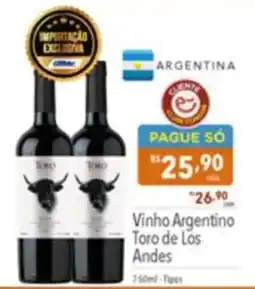 Supermercados Condor Vinho Argentino Toro de Los Andes oferta