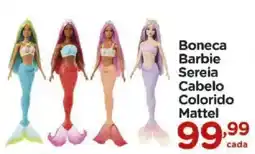 Carrefour Boneca barbie sereia cabelo colorido oferta