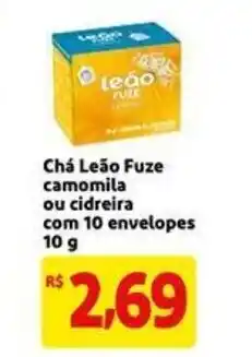 Cha Leao Fuze camomila ou cideira com 10 envelopes 10g