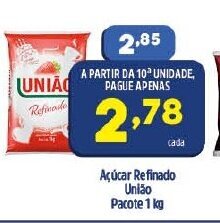 Arena Atacado Acucar refinado Uniao pacote 1kg oferta