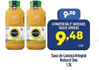 Arena Atacado Suco de Laranja integral Natural One 1.5L oferta