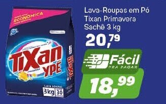 Arena Atacado Lava roupas em po Tixan Primavera Sache 3kg oferta
