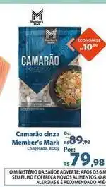 Sam's Club Member's mark - camarão cinza oferta