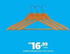 DB Supermercados Cabide p/roupa mad 3pcs color oferta