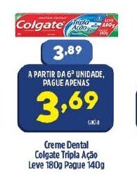Arena Atacado Creme Dental Colgate Tripla Acao Leve 180g Pague 140g oferta