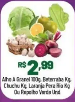 Supermercados Goes Alho A Granel 100g, Beterraba Kg, Chuchu Kg, Laranja Pera Rio Kg Ou Repolho Verde Und oferta
