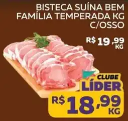 Lider Atacadista Bisteca suína bem família temperada kg c/osso oferta