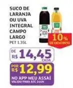 Assaí Atacadista Campo largo - suco de laranja ou uva integral oferta