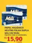Assaí Atacadista Mili - papel higiênico neutro folha dupla ou dual oferta