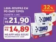 Assaí Atacadista Omo - lava-roupas em po tipos oferta