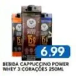 Rancho Bom Supermercados Bebida cappuccino power whey 3 corações oferta
