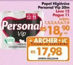Supermercados Archer Papel Higiênico Personal Vip 30m oferta