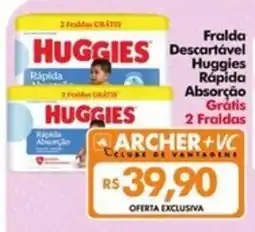 Supermercados Archer Fralda descartável huggies rápida absorção oferta