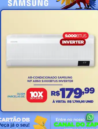 Ar-condicionado samsung wf ar60 9.000btus inverter