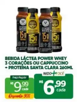 Nidobox bebida láctea power whey 3 corações ou cappuccino oferta