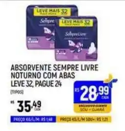 Supermercado Guará absorvente sempre livre noturno com abas oferta