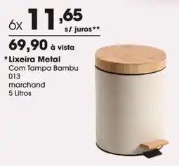 Zaffari Lixeira metal com tampa bambu oferta