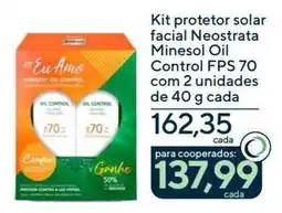 Drogaria Coop Kit protetor solar facial Neostra Minostr Oil Control FPS 70 oferta