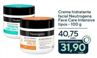 Creme hidratante facial Neutrogena Face Care Intensive tipos