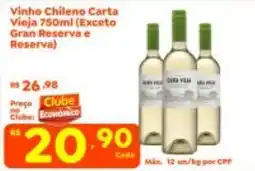 Econômico Atacadão Vinho Chileno Carta Vieja oferta