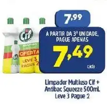 Arena Atacado Limpador Multiuso Cif + Antibac Squeeze 500ml Leve 3 Pague 2 oferta