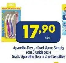 Arena Atacado Aparelho Descartavel Venus Simply com 3 unidades e Gratis Aparelho Descartavel Sensitive oferta