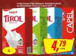 Rede Supermarket Leite longa vida integral, semidesnatado ou desnatado tirol ou capel uht oferta