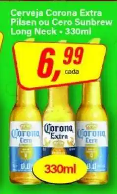 Rede Supermarket Cerveja Corona Extra Pilsen ou Cero Sunbrew Long Neck oferta