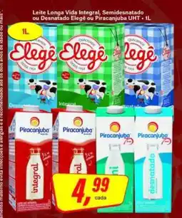 Rede Supermarket Leite Longa Vida Integral, Semidesnatado ou Desnatado Elegê ou Piracanjuba UHT oferta